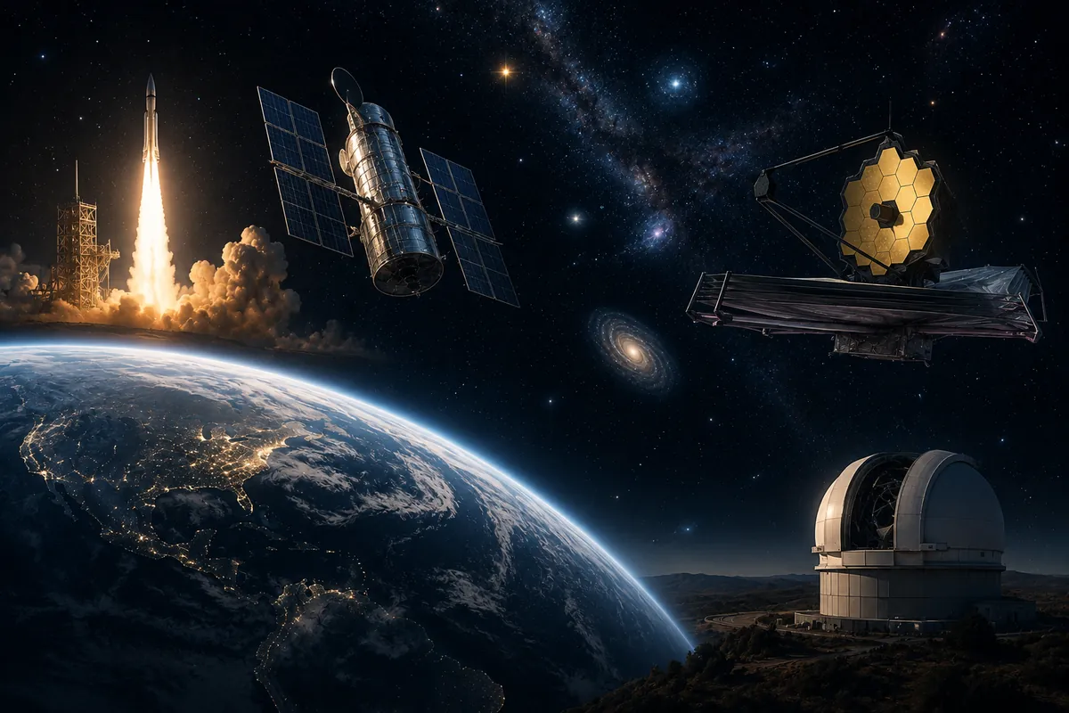 Telescopios espaciales y un lanzamiento sobre la Tierra